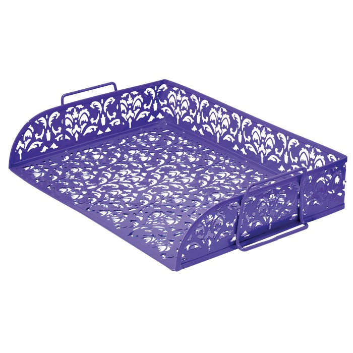 Лоток «Barocco» горизонтальний металевий 320х250х7 мм, фіолетовий, ТМ Buromax