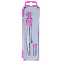 Циркуль у твердому футлярі з грифелями, рожевий, ТМ ZiBi