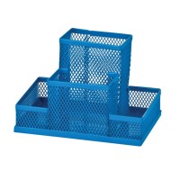 Органайзер настільний «Сітка» 150х100х100 мм на 4 відділення металевий, синій,ТМ ZiBi