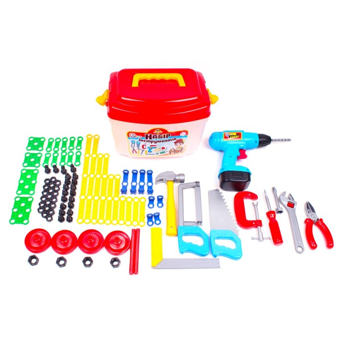 Набір інструментів: дриль, молоток, викрутка та інші аксесуари, у валізі 26х19х18 см, ТМ Технок