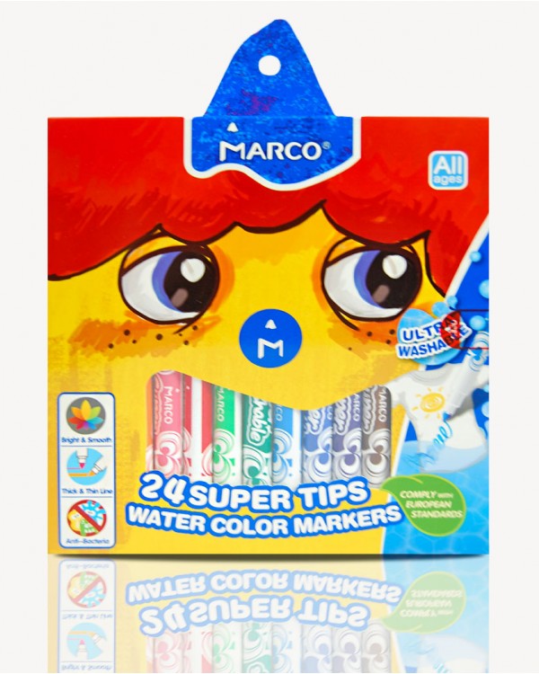 Фломастеры «Super Washable», 24 цвета, ТМ Marco