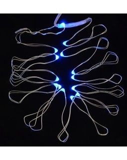 Электрогирлянда LED - нитка, 15 ламп, голубая, 1,60 м., 1 режим мигания, серебряный провод.
