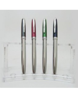 Ручка шариковая, поворотная, металлическая, серебряная, в ассортименте, ТМ Baixin