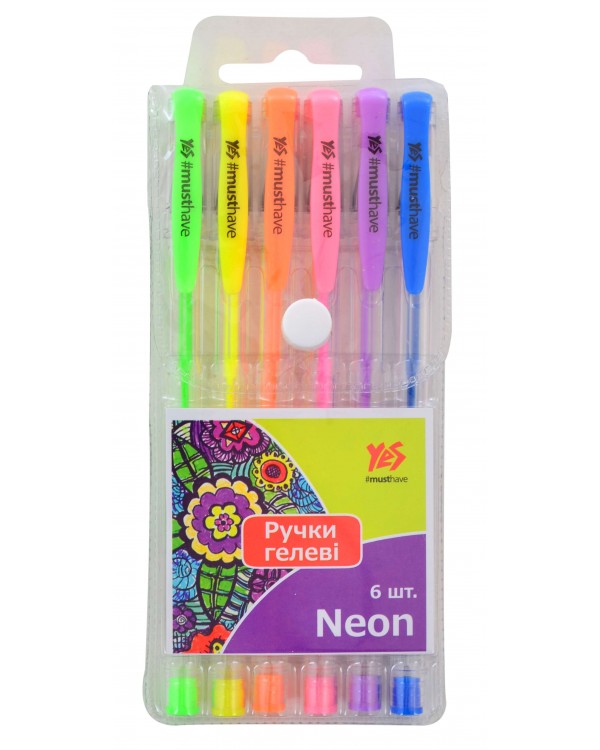 Набор гелевых ручек «Neon», 6 цветов, ТМ 1 Вересня