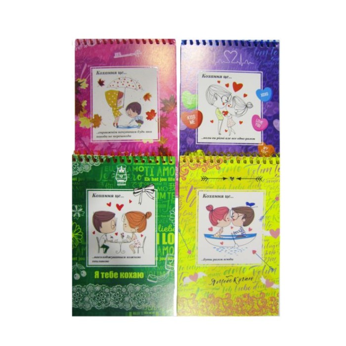 Блокнот «Кохання це...», А6, 40 арк., клітинка, спіраль зверху, карт. обкл., в асортим., ТМ Рюкзачок