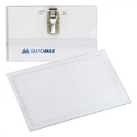 Бейдж-ідентифікатор горизонтальний з кліпом та шпилькою, 90х55 мм, TM Buromax