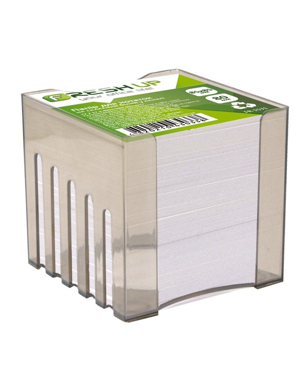 Блок бумаги «Белый» в пластиковом боксе, не клееный, 85х85 мм, 800 листов, Fresh Up