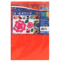 Фетр 21х30 см товщиною 1,2 мм 10 аркушів, яскраво-помаранчевий, ТМ J.Otten