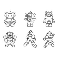 Набір трафаретів Sun Deco «Роботи» пластикових з 6 одиниць, Amos