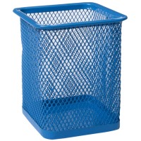 Підставка для ручок квадратна 80х80х95 мм металева, синя, ТМ Buromax