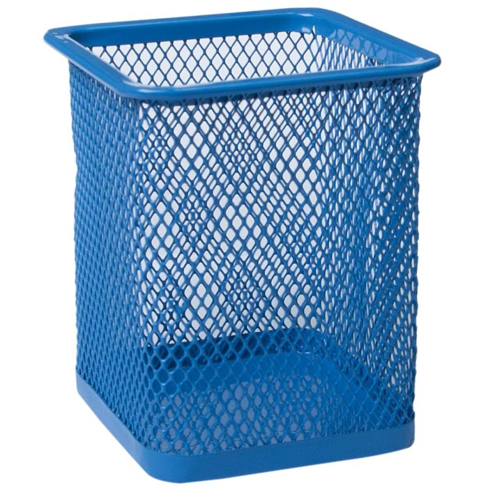 Підставка для ручок квадратна 80х80х95 мм металева, синя, ТМ Buromax