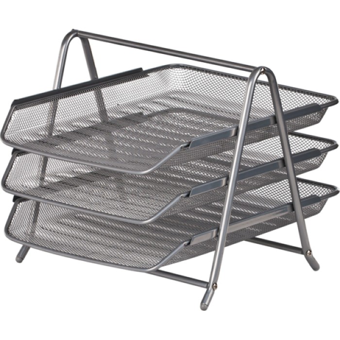 Лоток «3 в 1» горизонтальний металевий срібний 350х295х270 мм, ТМ Buromax