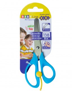 Ножницы детские «BABY Line», 13,8 см, с поворотным механизмом, синие, TM ZiBi
