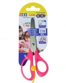 Ножиці дитячі «BABY Line» 13,8 см, з поворотним механізмом, рожеві, TM ZiBi