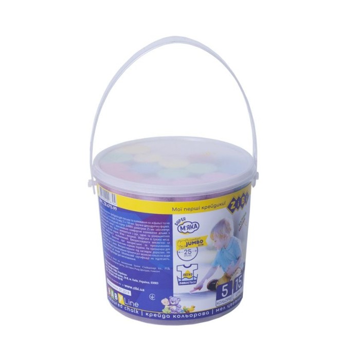 Крейда кольорова з 15 шт на 5 кольорів JUMBO, у відрі, BABY Line