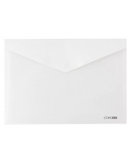 Папка - конверт на кнопці, А4,180 мкм, прозора, фактура «глянець», біла, ТМ Economix