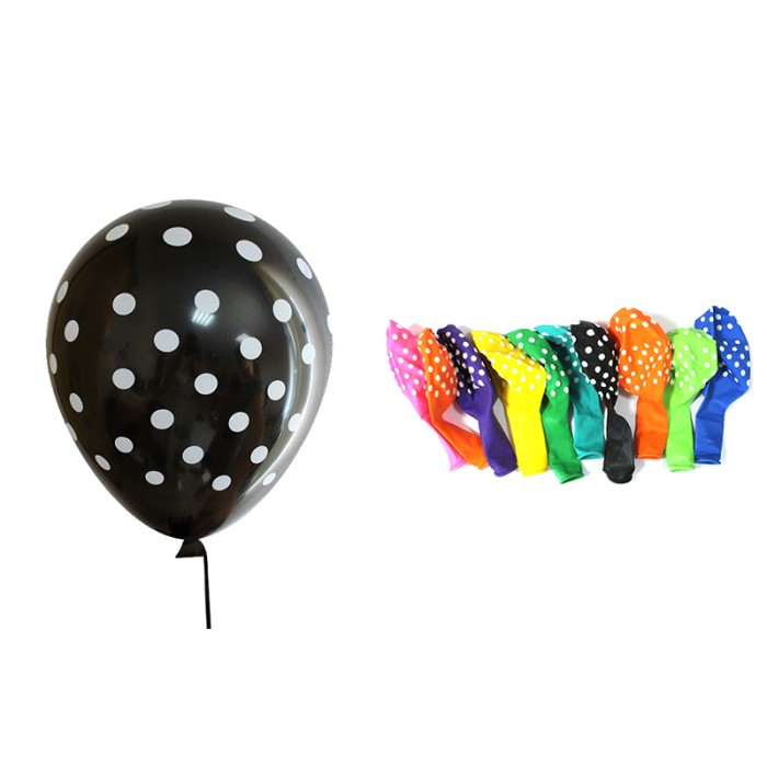Кульки повітряні 12 см в горошок, в асортименті, 100 шт в упаковці