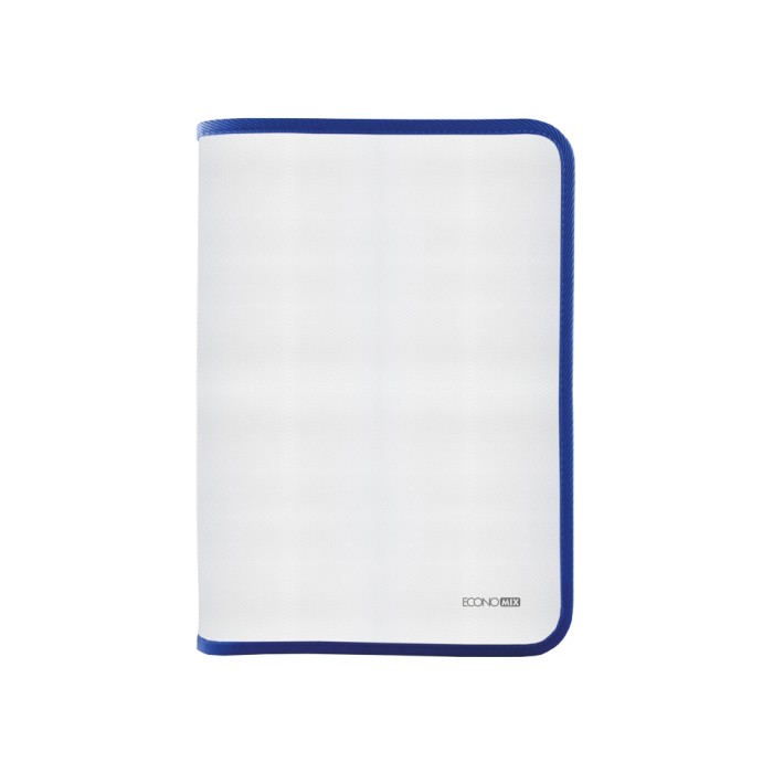 Папка-пенал на блискавці А4 прозора з фактурою «тканина», синя, ТМ Economix
