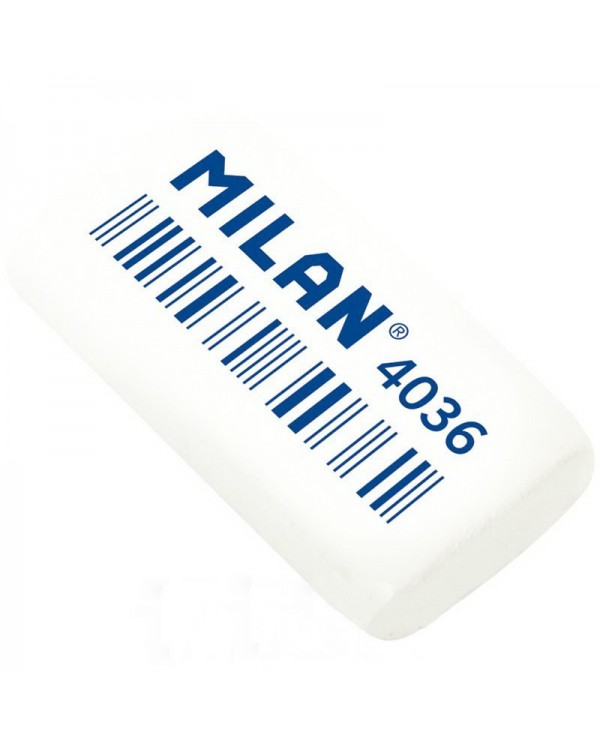 Гумка прямокутна, біла, 3,9х2х0,8 см, в індивідуальній упаковці, TM MILAN