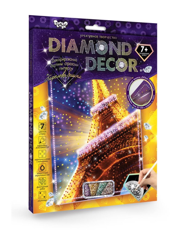 Набір для декорування картини стразами і глітером «Diamond Decor», в асортименті, ТМ Данко Тойс