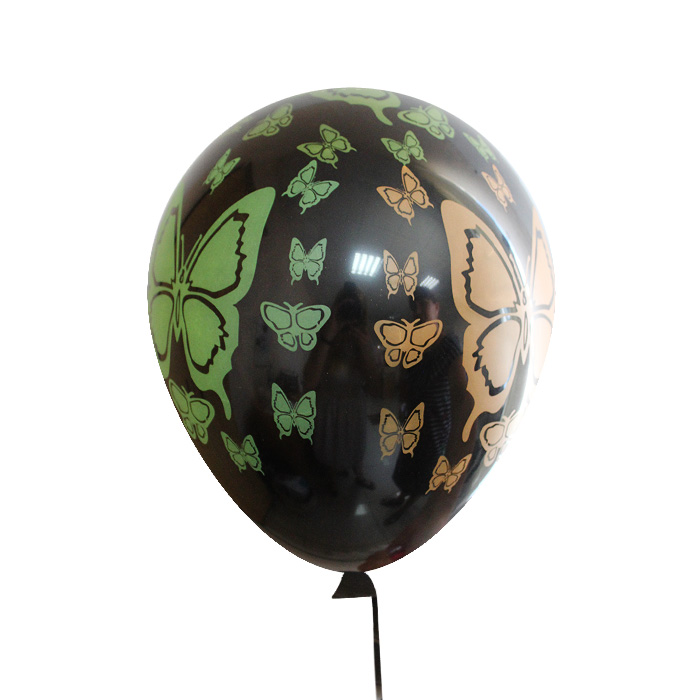 Кульки повітряні 30 см, чорні «Метелик» 100 шт. в уп.