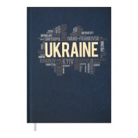 Щоденник недатований «UKRAINE» А5 288 аркушів з обкладинкою зі шкірзаму, темно-синій, ТМ Buromax