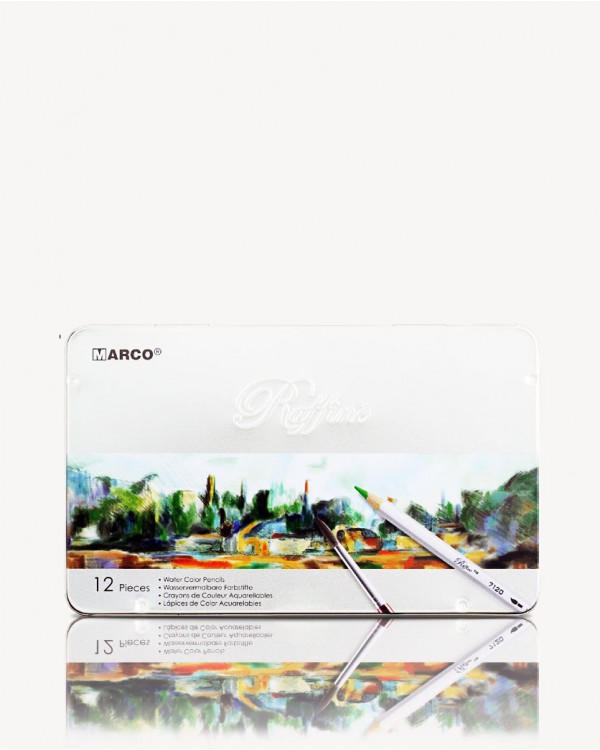 Карандаши «Reffine», акварельные, 12 цветов, в металлической упаковке, ТМ Marco