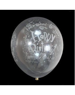 Шарики воздушные 30 см, прозрачные, светящиеся в темноте «Happy Birthday» 100 шт. в уп.