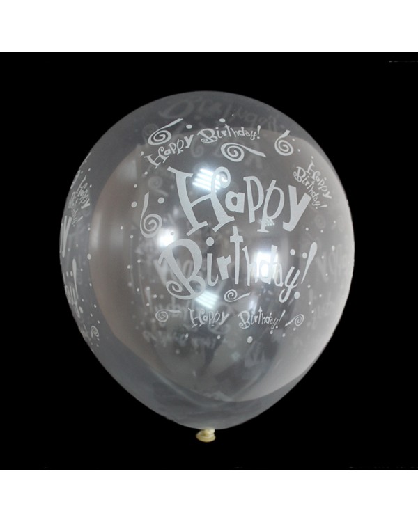 Шарики воздушные 30 см, прозрачные, светящиеся в темноте «Happy Birthday» 100 шт. в уп.