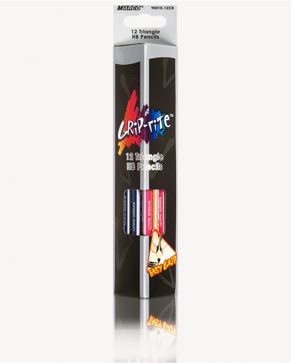Набор графитных карандашей «Grip-Rite», с резинкой, НВ, в картонной коробке 12 шт., ТМ Marco