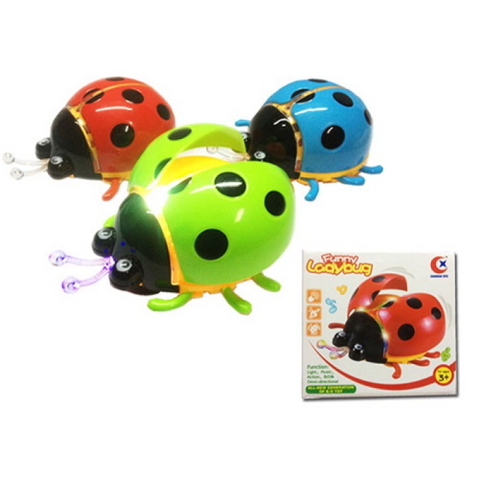 Жучок 13 см музичний зі світлом та рхомими деталями, їздить, на батарейці, в асортименті, у коробці 13х13,5х8 см