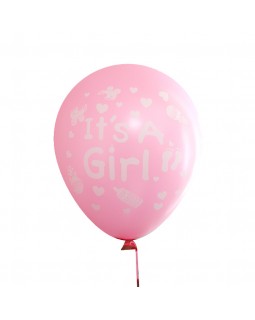 Шарики воздушные 12 см розовые «it's a girl» 100 шт. в уп, Имп