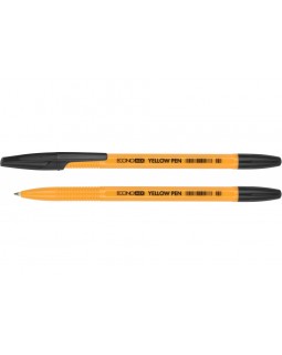 Ручка шариковая, черная, 0,5 мм, корпус желтый «Yellow Pen» ТМ Economix