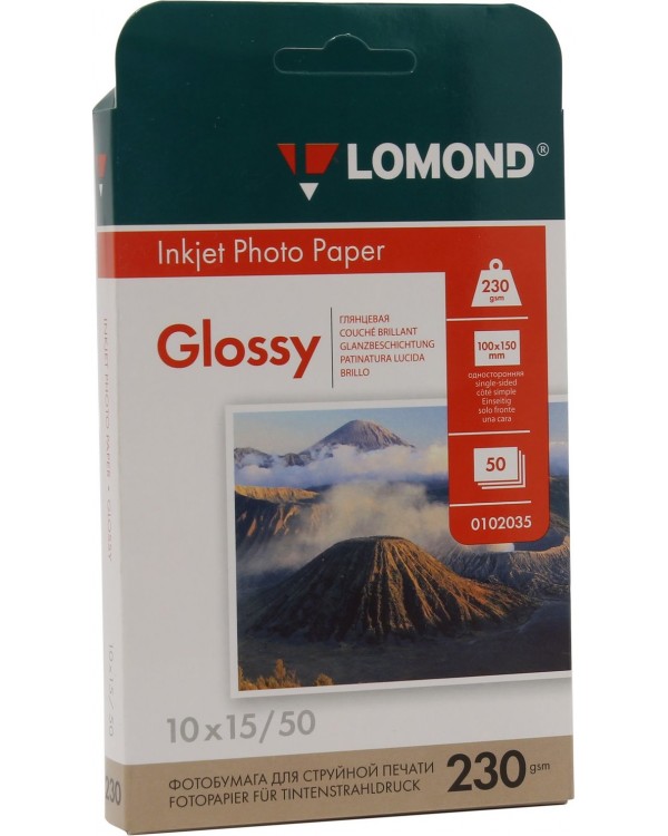 Бумага Lomond Glossy Inkjet, 230 гр/м2, 1 стр., 50 л., 100х150, 0102035