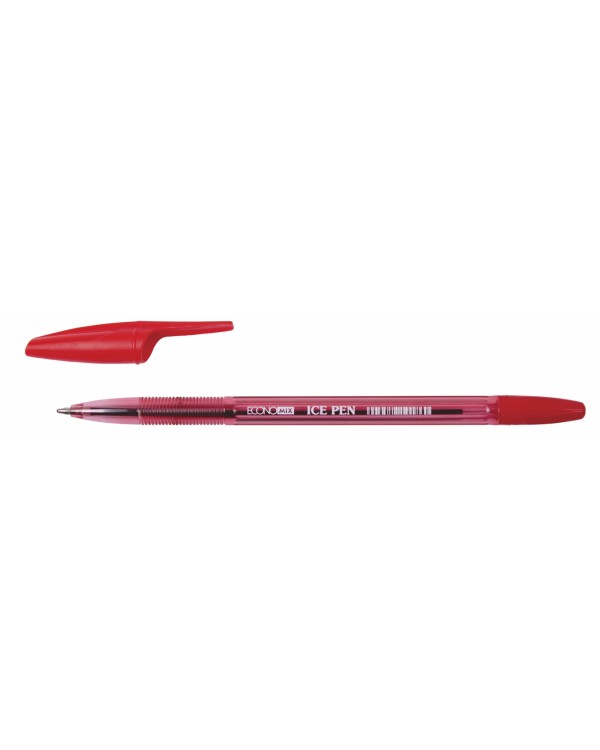 Ручка «Ice Pen», шариковая, красная, 0,5мм, корпус полупрозрачный, ТМ Economix