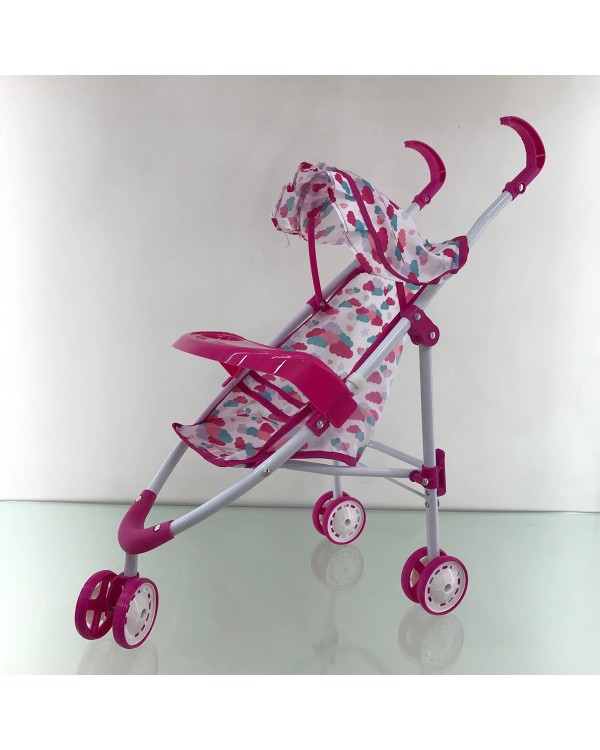 Коляска для ляльок «Прогулянкова» 3-колісна, металева, поворотні колеса, в пакеті 27х78 см