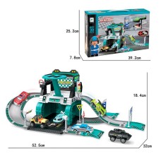 Паркінг 2-поверховий на 39 деталей з вертольотом, металевою машинкою та фігуркою 9 см, у коробці 39,5х25,5х8 см