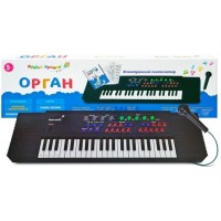 Синтезатор на 3,5 октави та 8 ритмів з мікрофоном та книгою нот,від мережі або батарейки, у коробці 78,5х8,5х2 см