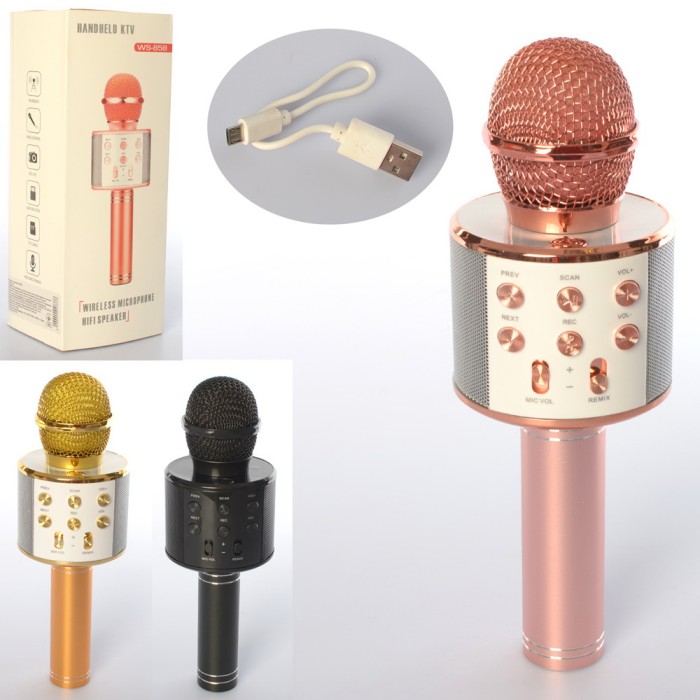 Мікрофон 23 см на акумуляторі з Bluetooth, TF слот та USB, в асортименті, у коробці 9,5х25х8,5 см