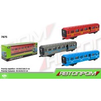 Вагон метро металевий інерційний, в асортименті, у коробці 19,5х5,3х7 см, Автопром