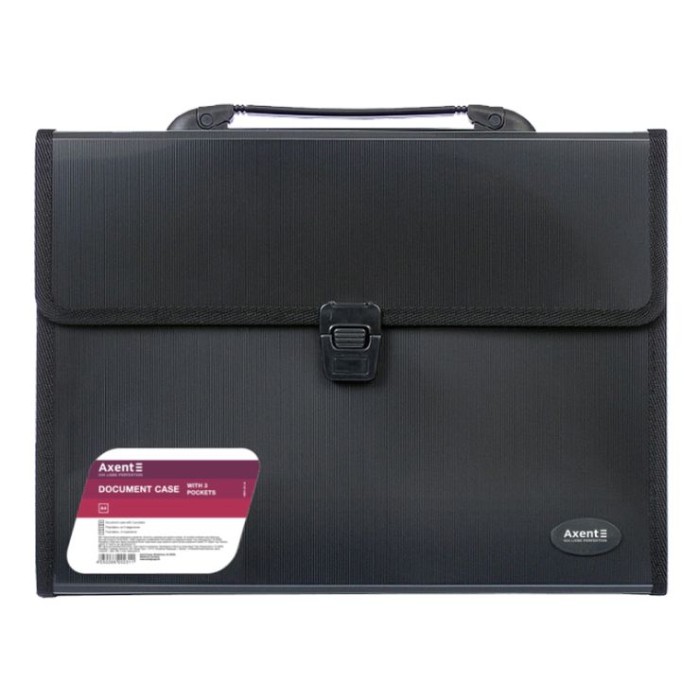 Папка-портфель А4 на 3 відділення, чорна,ТМ Axent