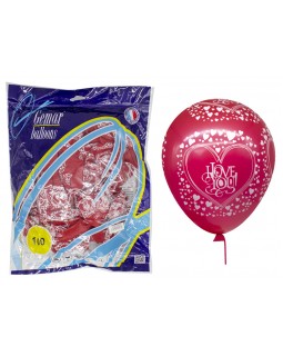 Кульки повітряні «I love you», 30 см, червоні сердечка, 100 шт. в упаковці