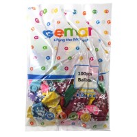 Кульки повітряні «Happy birthday» 30 см різнокольорові , 100 шт в упаковці, Gemar