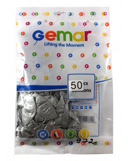 Кульки повітряні, 33 см, срібні, хромовані, 50 шт. в упаковці, Gemar