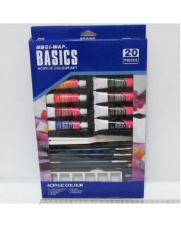 Краски гуашевые, 12 цветов по 12 мл, палитра, кисточки, карандаши, резинка «Basics»