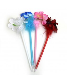 Ручка «Цветок», шариковая, синяя с пухом, TM J.Otten