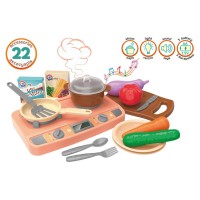 Набір «Кухня» з 22 предметів зі світлом, звуком та парою, на батарейці, у коробці 33х23х10,5 см, ТМ Технок