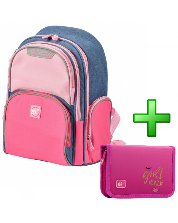 Рюкзак шкільний «Juno. Girls style» рожево - блакитний, S-30