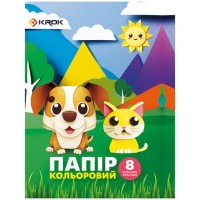 Кольоровий папір А4з 8 аркушів на 8 кольорів, ТМ Krok