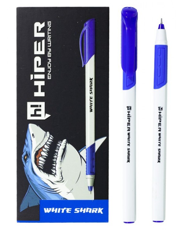 Ручка гелевая, синяя, 0,6 мм «White Shark» Hiper